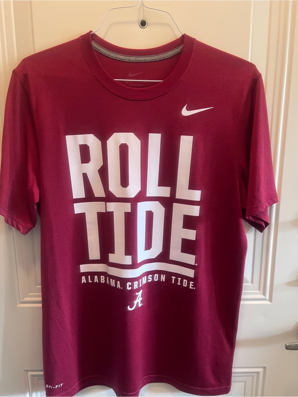 Nike Crimson "Roll Tide" Men's Short Sleeve T-Shirt with White Graphics